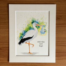 Load image into Gallery viewer, Watercolour Stork and Baby