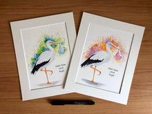 Load image into Gallery viewer, Watercolour Stork and Baby