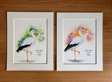 Load image into Gallery viewer, Watercolour Stork and Baby
