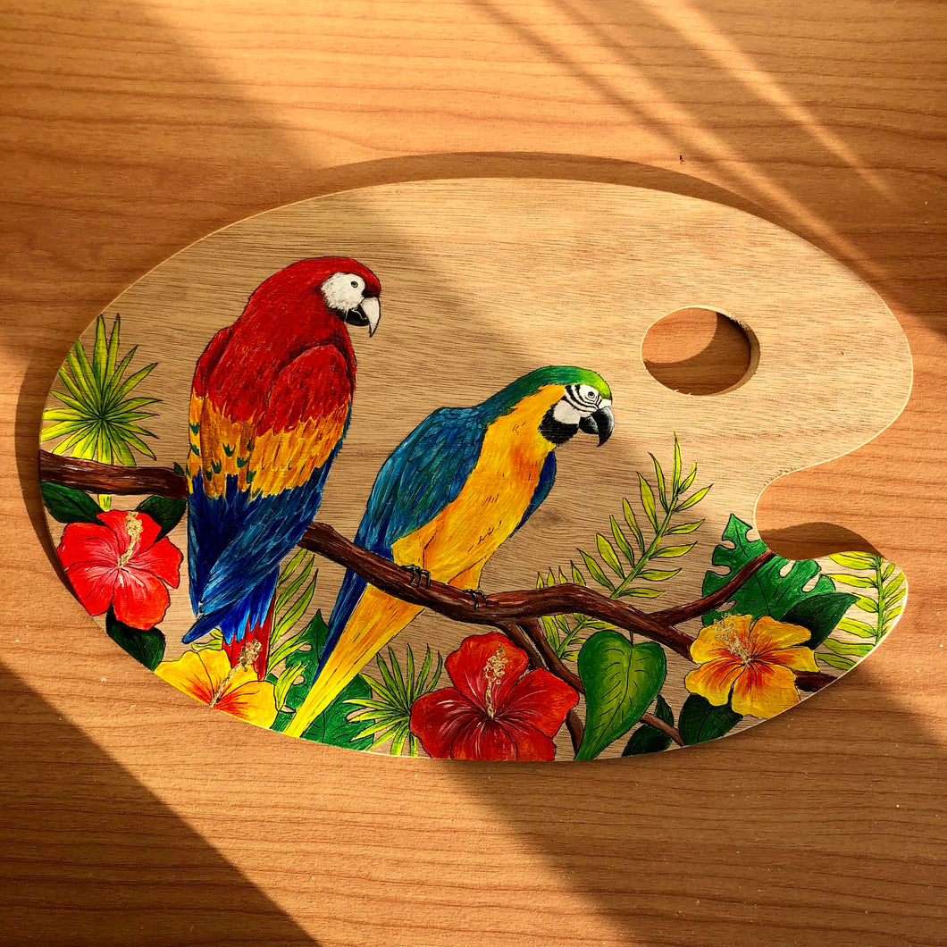 Tropical Parrots on Painter's Palette